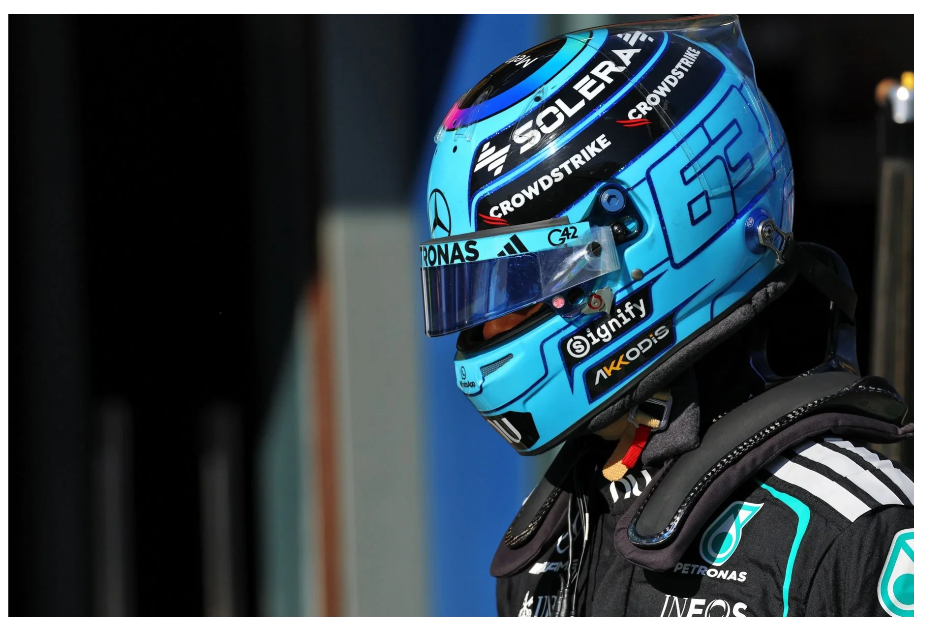 George Russell porte le numéro 63 sur son casque