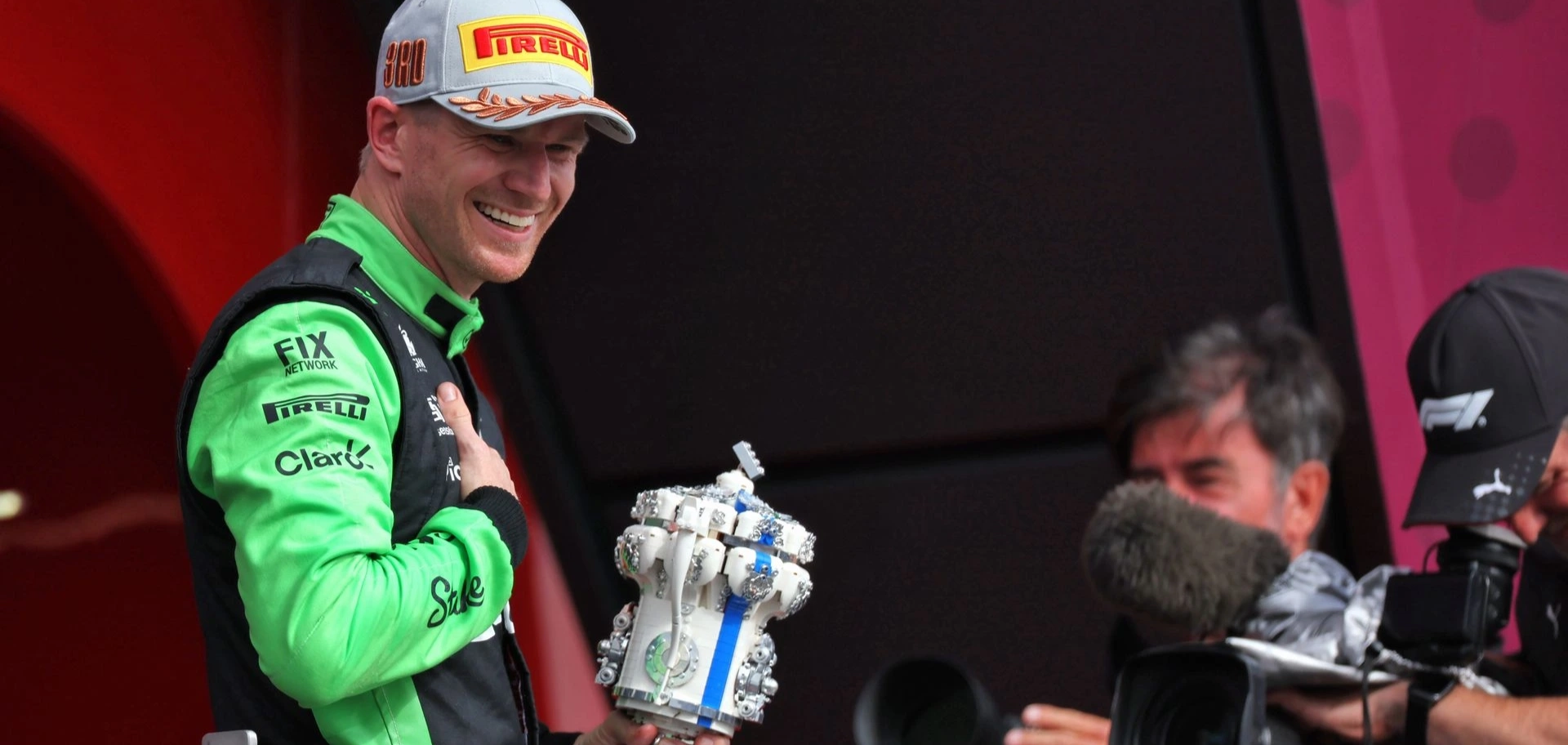 f1-hulkenberg-podium-silverstone-2025 6 juillet 2025 : Nico Hulkenberg monte, enfin, sur son premier podium en F1 au Grand Prix de Grande-Bretagne